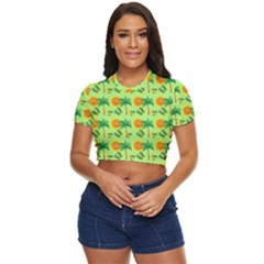 Summer Fun Pattern Side Button Cropped T-shirt by LalyLauraFLM