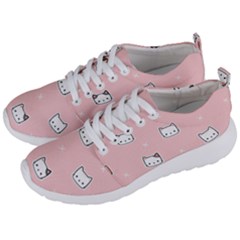 Cute Cat Cartoon Doodle Seamless Pink Pattern Men s Lightweight Sports Shoes by Grandong