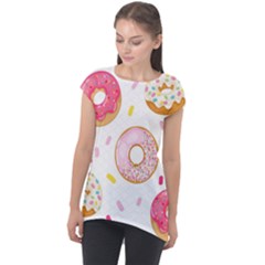 Vector Donut Seamless Pattern Cap Sleeve High Low Top by Grandong