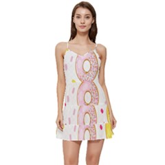 Vector Donut Seamless Pattern Short Frill Dress by Grandong