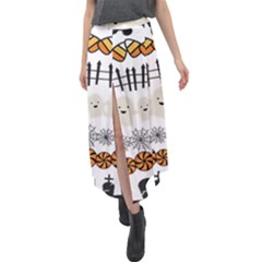 Halloween Holidays Velour Split Maxi Skirt by Sarkoni