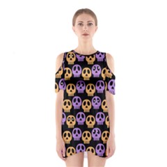 Halloween Skull Pattern Shoulder Cutout One Piece Dress by Ndabl3x