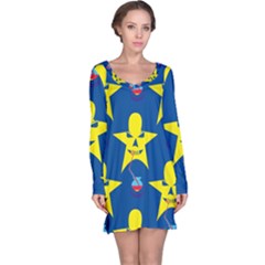 Blue Yellow October 31 Halloween Long Sleeve Nightdress by Ndabl3x