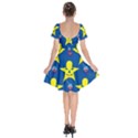 Blue Yellow October 31 Halloween Short Sleeve Bardot Dress View2