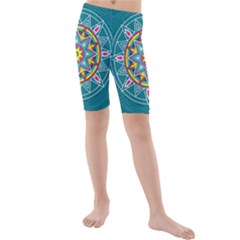 Abstract Digital Artwork Kids  Mid Length Swim Shorts by Ndabl3x