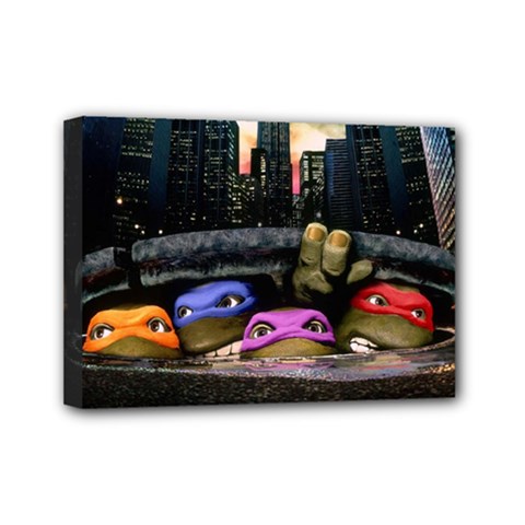 Teenage Mutant Ninja Turtles Leonardo Raphael Michelangelo Donatello Mini Canvas 7  X 5  (stretched) by Sarkoni