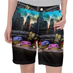 Teenage Mutant Ninja Turtles Leonardo Raphael Michelangelo Donatello Women s Pocket Shorts by Sarkoni