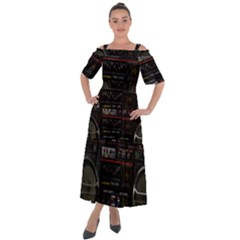 Daft Punk Boombox Shoulder Straps Boho Maxi Dress  by Sarkoni