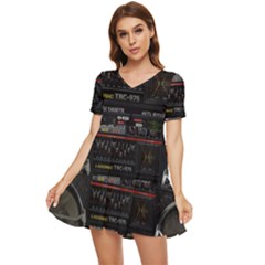 Daft Punk Boombox Tiered Short Sleeve Babydoll Dress by Sarkoni