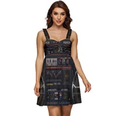 Daft Punk Boombox Ruffle Strap Babydoll Chiffon Dress by Sarkoni