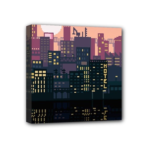 Pixel Art City Mini Canvas 4  X 4  (stretched) by Sarkoni