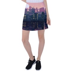 Pixel Art City Tennis Skirt