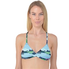 Japanese Themed Pixel Art The Urban And Rural Side Of Japan Reversible Tri Bikini Top by Sarkoni