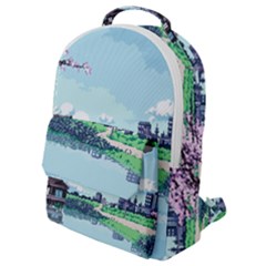 Japanese Themed Pixel Art The Urban And Rural Side Of Japan Flap Pocket Backpack (small) by Sarkoni