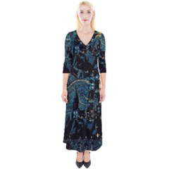 Hogwarts Starry Night Van Gogh Quarter Sleeve Wrap Maxi Dress by Sarkoni