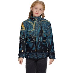 Hogwarts Starry Night Van Gogh Kids  Puffer Bubble Jacket Coat by Sarkoni