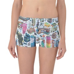 City Pattern Pixel Art Japan Boyleg Bikini Bottoms by Sarkoni