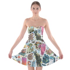 City Pattern Pixel Art Japan Strapless Bra Top Dress by Sarkoni