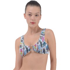 City Pattern Pixel Art Japan Ring Detail Bikini Top by Sarkoni