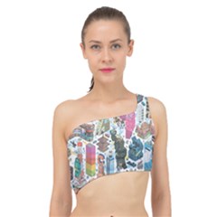 City Pattern Pixel Art Japan Spliced Up Bikini Top  by Sarkoni