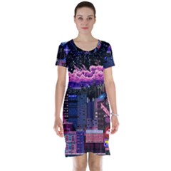 Retro City Pixel Short Sleeve Nightdress by Sarkoni