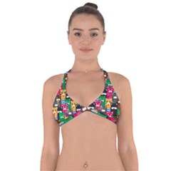 Cats Funny Colorful Pattern Texture Halter Neck Bikini Top by Grandong