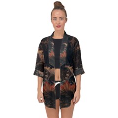 Fractal Digital Art Pattern Open Front Chiffon Kimono by Grandong