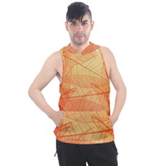 Abstract Texture Of Colorful Bright Pattern Transparent Leaves Orange And Yellow Color Men s Sleeveless Hoodie by Grandong