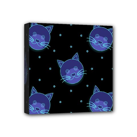 Vector Illustration Of Cat Animal Face Pattern Mini Canvas 4  X 4  (stretched) by Ndabl3x