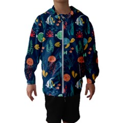 Fish Sea Animals Pattern Kids  Hooded Windbreaker by Ndabl3x