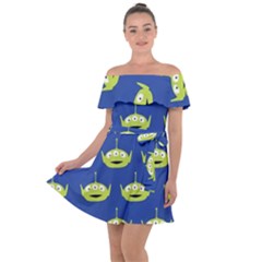 Alien Pattern Off Shoulder Velour Dress by Ndabl3x