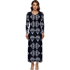 Black Diamond Pattern Long Sleeve Longline Maxi Dress by Ndabl3x