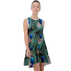 Peacock-feathers,blue2 Frill Swing Dress by nateshop