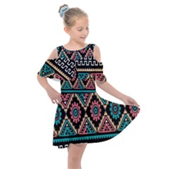 Aztec Wallpaper Kids  Shoulder Cutout Chiffon Dress by nateshop