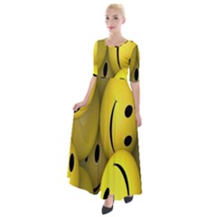 Emoji, Colour, Faces, Smile, Wallpaper Half Sleeves Maxi Dress by nateshop