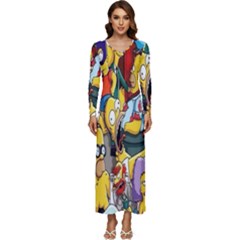 The Simpsons, Cartoon, Crazy, Dope Long Sleeve Longline Maxi Dress by nateshop