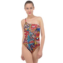 Comic Cartoon Pattern Classic One Shoulder Swimsuit by pakminggu