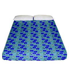 Skyblue Floral Fitted Sheet (king Size) by Sparkle