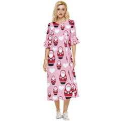 Christmas Santa Pattern Double Cuff Midi Dress by Grandong