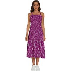 Purple Christmas Pattern Sleeveless Shoulder Straps Boho Dress by Grandong