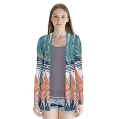 Colorful Tropical Leaf Drape Collar Cardigan by Jack14