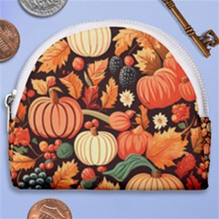 Thanksgiving Pattern Horseshoe Style Canvas Pouch by Valentinaart