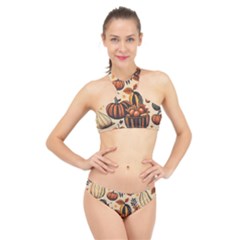 Thanksgiving Pattern High Neck Bikini Set by Valentinaart