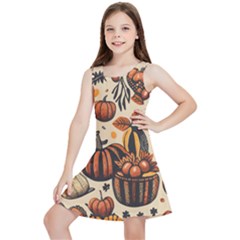 Thanksgiving Pattern Kids  Lightweight Sleeveless Dress by Valentinaart