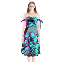 Aesthetic Art  Shoulder Tie Bardot Midi Dress by Internationalstore