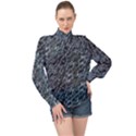 Ceramics Broken  High Neck Long Sleeve Chiffon Top View1