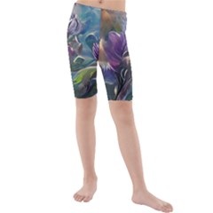 Abstract Blossoms  Kids  Mid Length Swim Shorts by Internationalstore