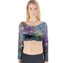 Abstract Blossoms  Long Sleeve Crop Top View1