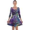 Abstract Blossoms  Quarter Sleeve Skater Dress View1