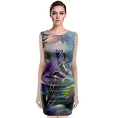 Abstract Blossoms  Sleeveless Velvet Midi Dress by Internationalstore